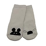 ベビー　赤ちゃん 靴下 滑り止め　秋　冬　暖かい　ソフト　コットン　吸汗防臭　ソックス　靴下　かわいいパターン パターン非対称 綿 フロア ソックス (S(0－1歳), グレー小ねずみ)