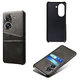 Zenfone 10 向けケース 軽量 薄 カードポケット ハードケース 衝撃吸収 カード収納 レザー調 背面ケース Zenfone10用 カバー ZF10-CD-30830 (ブラック)