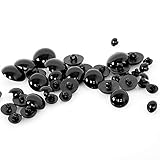 50ピース黒プラスチックキノコビーズベア人形（10ミリメートル）のための縫製の目のボタンを縫製するための安全なソリッドアイズ