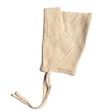 Plus Nao(プラスナオ) 子供用 ニット帽 とんがり帽子 顎ひも付き ニットキャップ ボンネット ベビー キッズ 赤ちゃん 男の子 女の子 冬帽子 - オフホワイト