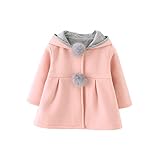 キッズ コート アウター ジャケット ガールズ かわいい 子供服 コート フード付き ウサギの耳 ベビー服 女の子 長袖 秋 冬 カジュアル ファッション 保育園 (80, ピンク)