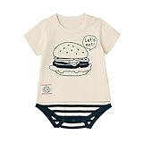 【ベビー服 春夏】半袖切替え天竺ボディスーツ アイボリー（ハンバーガー） サイズ：６０