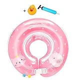 首リング うきわ 赤ちゃんのトレーニングに 子供うきわ 首浮き輪 プールやお風呂で 水遊び 調節ベルト付き (Lサイズ, ピンク)