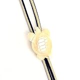 亀 夜光貝製 ループタイ アイボリー・紺色紐