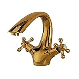 Dovewill 高品質　トレイ　真鍮　ダブル　ハンドル　浴室　キッチン　蛇口　ミキサー　ウォーター　タップセンターセット