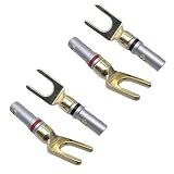 BRIIKPP スピーカー端子 4mmオーディオプラグ Y型プラグ オーディオバナナプラグコネクタ 24K金メッキ DIY用 機器 アクセサリー 4本 （2ブラック+ 2レッド）