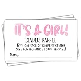 50ピンク水彩It 's A GirlおむつRaffleチケット – Girlベビーシャワーゲーム