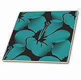 3dRose ct_59872_3 Teal Blue Tropical Hibiscus Flowers Floral Art Hawaiian Ceramic Tile, 8" [並行輸入品]