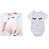 Liebeye 親子お揃い服 赤ちゃんジャンプスーツ　母親半袖　Tシャツ　綿　汗吸収　リップと目のパターン ベビーロンパー 80