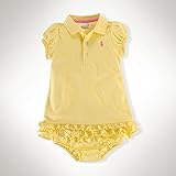 ポロラルフローレン ワンポイント 半袖ワンピース イエロー (女の子3～9か月用) 9M [並行輸入品]
