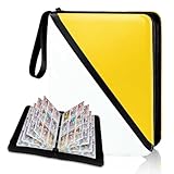 YoKiStar カードファイル 9ポケット トレカ ファイル 大容量 900枚収納可能 防水PU素材 カード収納 カードバインダー 透明シート 両面利用 50ページ 各種カードを集める スターカード コレクションファイル (白と黄, 9ポケット)