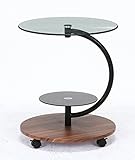 ガラスラウンドテーブル　ダークブラウン　fuji96699