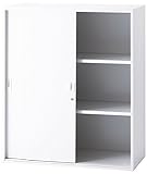 【日本製】 ホワイト色 書庫 3枚引違い キャビネット 上置 下置 スチール製 上下横連結可能 W900×D450×H1050(mm) GD-910S3 グリーン購入法適合商品 車上渡し