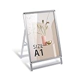 【ナリタカストア】看板 店舗用 ポスターパネルスタンド A1 片面 シルバー H1025mm A型看板 A型スタンド看板 パネルスタンド 店舗用看板 屋外 ポスターフレームスタンド 看板 グリップ式A型看板 jc-a1-s-low