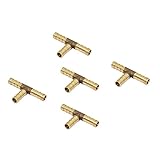 Homyl 配管用品　5本　真ちゅう　T型　継手　燃料ホース　空気　水　ホース　コネクタ　全5サイズ - 3#　8mm