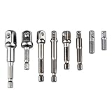Bestgle ８ ピース セット 六角シャンク ドリル ビット ソケット スリーブ エクステンションバー インパクトレンチツール 1/4" 3/8" 1/2" ソケットアダプターセット
