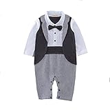 Milkiwai ベビー長袖ロンパース フォーマル 紳士服 カッコイイ 結婚式服 カバーオール 綿 春秋 size 70 (ブラック)