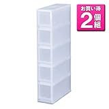 《2個セット》 収納ケース PLUST PHOTO（プラスト フォト）PH1705 ５段 幅17×奥行45×高さ93.8cm (C) クリア