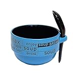 ブランド新しいEnjoyスープライスMisoスープボウルとスプーンコンボ – セラミックアジアスープボウルwith Chineseスプーン ブルー