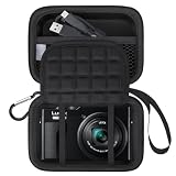 Lacdo カメラキャリングケース 対応 Panasonic Lumix TZ99/TZ300/LX15/TZ95/TZ100/TZ90/TZ200 ポイントと撮影デジタルカメラ、保護カメラストレージトレーブバッグ、メッシュポケットフィットバッテリー、ケーブル、ブラック＋ブラック