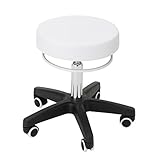 スツール ST ( リングレバータイプ ) 高さ43cm-55cm ホワイト [ エステスツール キャスター付き 昇降式 リングレバー オフィスチェア 丸椅子 スツール イス 椅子 チェア ]