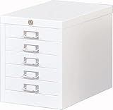 筑波産商 鍵付レターケース YY-DRW-5段 WH色 -