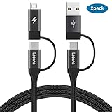 USB Type C ケーブル 2本セット Lecone 4in1 usb type c ケーブル マイクロusb タイプC 充電ケーブル