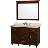 Wyndham Collection Berkeley 48 inch Single Bathroom Vanity in Dark Chestnut with Ivory Marble Top wi