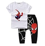 スパイダーマンの子供たちは、オーガニックコットンの夏の子供服男の子の服幼児の男の子のファッション衣類セット服