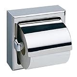 Bobrick 66997 304 Stainless Steel Surface Mounted Single Roll Toilet Tissue Dispenser with Hood, Sat