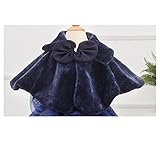 WIN 子供ケープ 子供ドレス ポンチョ ボレロ ファー ボレロ ポンチョ カーディガン ケープ　フォーマル　ガールズ　キッズ　子供 結婚式 七五三 発表会 披露宴 パーティ (S（1-3歳）, ブル