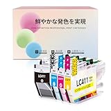 LC411-4CL 互換性のあるインクカートリッジッジ の4色セット【大容量】ブラザー互換インク ブラザー インク(Brother)用 互換インクパック LC411対応機種: DCP-J928N-W/B、DCP-J528N、MFC-J905N、DCP-J915N、DCP-J1800N、DCP-J926N-W/B、DCP-J526N、MFC-J904N、MFC-J739DN/DWN