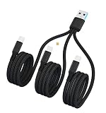 Sound Wave 【(( 5A 急速充電 3In1 ﾅｲﾛﾝ編み 三股 ｹｰﾌﾞﾙ )) 充電 Type C TypeC USB-C スプリッター ケーブル 黒色 】 1本で Type C 3台 スマホ タブレット 等の 機器 を3台同時に充電 TypeC Y字ケーブル 分岐ケーブル 3in1 超便利 USBケーブル + F.Wave ｵﾘｼﾞﾅﾙ ﾚｻﾞｰ調 MicroFiber お手入れｸﾛｽ ( 10×10cm ) USB C3編 (1.2M 黑)