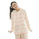 (アビコ)ABICO マタニティ 冬 可愛い フランネル 授乳パジャマ ボーダー柄 授乳服 授乳口付き 前開き ウエスト調節 あったか 厚手 部屋着 ルームウェア 上下セット