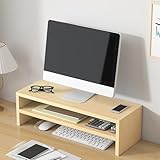モニター台 卓上 モニタースタンド 二段式 人間工学デザイン ディスプレイ 台 PC台 ニタースタンド デスク整理 キーボード収納 スマホ収納 二段式PC台卓上 パソコンスタンド 50ⅹ20ｘ13mm 耐荷重15kg 机上台 オフィスデスク用 モニター/ノートパソコン/プリンターに適用 （イエロー）