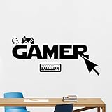ゲーマーPCゲーム用ジョイスティックビニールステッカーゲームパッドゲーム壁アートデザインティーン部屋ゲームルーム壁の装飾子供部屋家庭用品ベッドルーム装飾取り外し可能な壁壁画壁デカールキーボード69 x