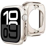 Flydori アップルウォッチ カバー 防水 Apple Watch Series11/10/9/8/7/6/5/4/Se/Se2/Se3 第二世代ケース対応 46mm/42mm/44mm/40mm/45mm/41mm 2 in 1 前後の保護 PC+ガラス素材 高透過率 装着簡単 耐衝撃 iWatch 41mm スターライト