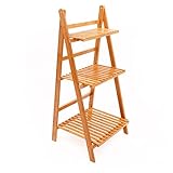 プラントフラワースタンドラックシェルフ3-Tier Bamboo折りたたみ式ポットラックプランターオーガナイザーディスプレイシェルフ