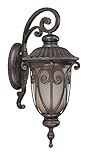 Nuvo Lighting 60/3924 Corniche Outdoor Medium Wall Lantern Arm Down with Photocell, Frosted Wheat Gl