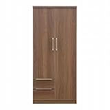 日本製 北欧風 幅80cm ワードローブ ブラウン 完成品