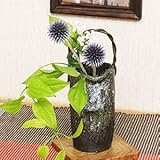 信楽焼　青窯変つる付き花入れ【ha-0200】　花瓶　花器　一輪挿し　花入　しがらき焼　陶器　焼き物　壷　インテリア　おしゃれ　オシャレ