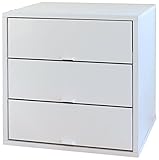 キューブボックスα ３段引出しタイプ 鏡面前板(ホワイト)     【 引出 引き出し トレイ 3杯 】