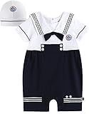 [Vaenait Baby]100%綿ベビー服男の子ロンパース肌着ボディスーツカバーオール帽子付きMarine Navy L