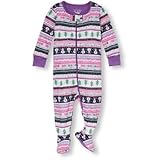 THE CHILDREN'S PLACE(ザ・チルドレンズプレイス) スノーマン フェアアイル プリント フッテッド ストレチェ ティアラピンク スリープウェア 6～9ヶ月【並行輸入】