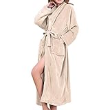 バスローブ レディース メンズ 厚手 部屋着 お風呂上がり ルームウェア ボディタオル パジャマ 綿 ふわふわ 暖か 男女兼用 カップル ロング ガウン 腰ベルト付き カップルバスローブ ベージュ L