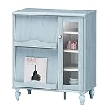 frs-9075fg　sil-frs-9075fg　フラップガラスキャビネット　キャビネット サイドボード リビングボード 飾り棚　おしゃれ 安い かわいい　ブルー　幅80cmまで　フレンチカントリー　　フレンチシャビー