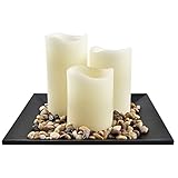 Flameless Candles withタイマー4 " 5 " 6 " Set of 3アイボリーDripless Real Wax Pillars IncludeリアルなDancing LED炎