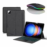 Xiaomi Pad 6S Pro 12.4" 2024用キーボードケース、取り外し可能なワイヤレスバックライトキーボード、ペンシルホルダー付き、薄型スリムフォリオカバー、Bluetoothマウス付き