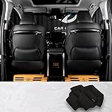 アルファード 30系 バックキックマット ヴェルファイア 汚れ保護シート キングカードカバー 軽自動車 インテリア アクセサリー ブラック ベージュ 取り付け簡単 [並行輸入品] (前席, ブラック)