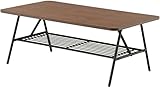 センターテーブル 机 デスク 便利 な棚付き 棚付テーブル（90cm幅） スクエアタイプ ブラウン